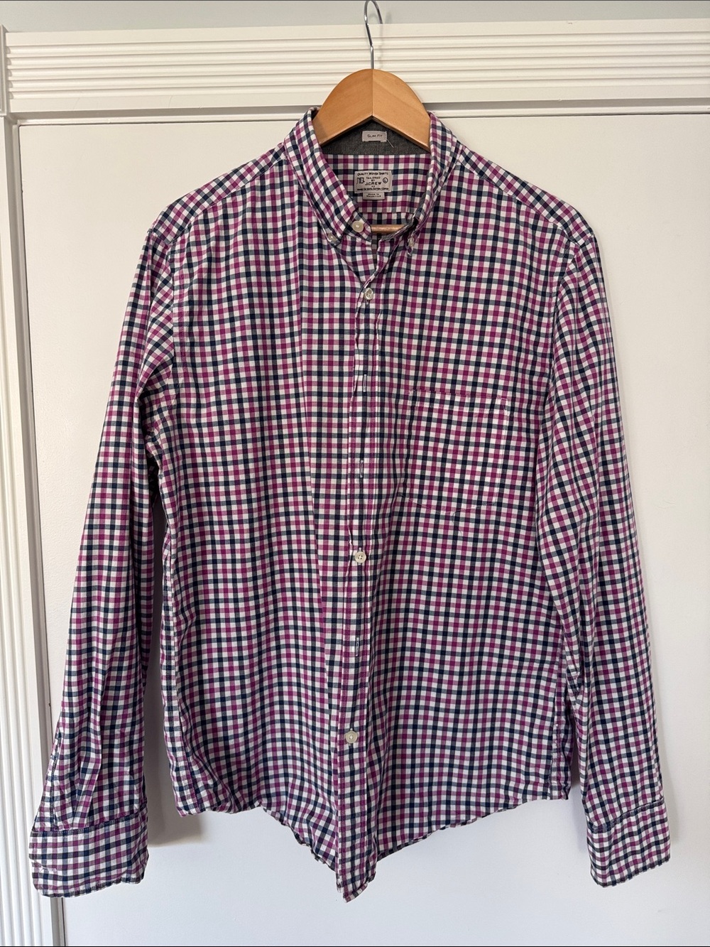 J. Crew Purple and Blue Gingham Button-Down Shirt